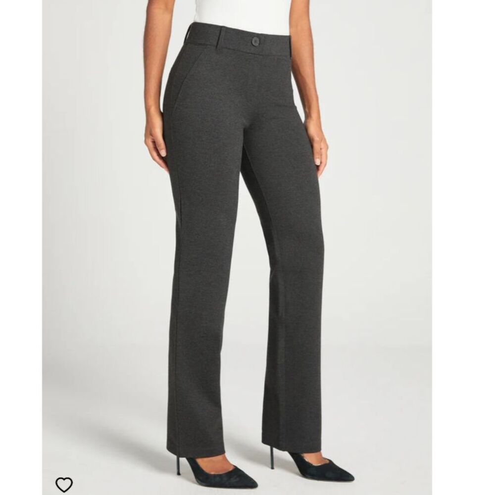 Betabrand Charcoal Straight-Leg Classic Dress Pant Yoga Pants